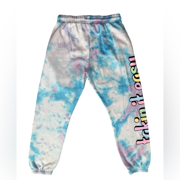 Peanuts Snoopy Pastel Tie-Dye Takin It Easy Floral Joggers Size Large - Picture 3 of 4